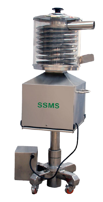 De-Duster - De-duster with vibratory action and vacuum suction. Low power consumption, minimal noise, maintenance-free. SS 316 contact parts, VFD control.